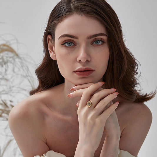 黒宝石幾何オープンリング