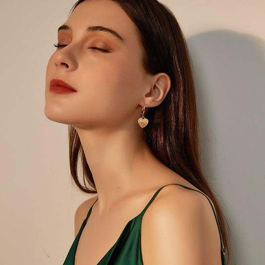 カラーガラスハートイヤリング