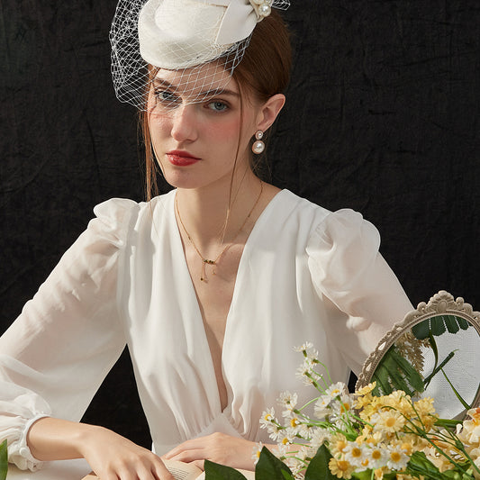 重なり真珠ゴールド耳夹