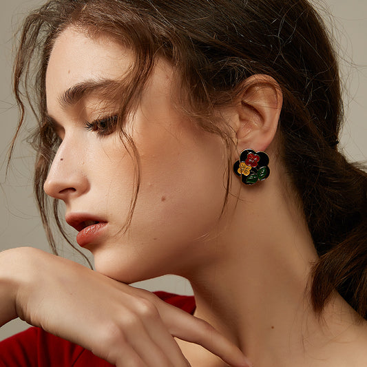 港風カラーフラワーピアス