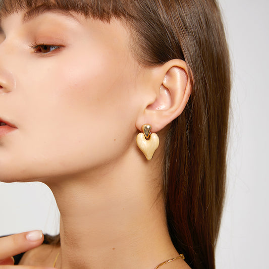 彩釉ハート韓国風ピアス