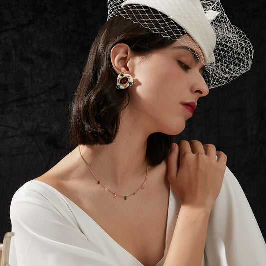 瑠璃幾何交差耳夹