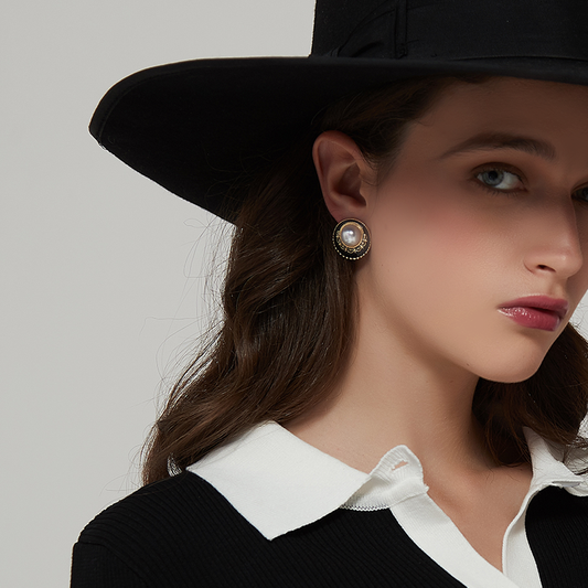 ヴィンテージ貝珠琺瑯ピアス