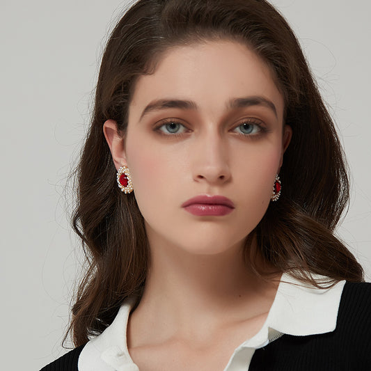 瑪瑙真珠輪フレンチピアス