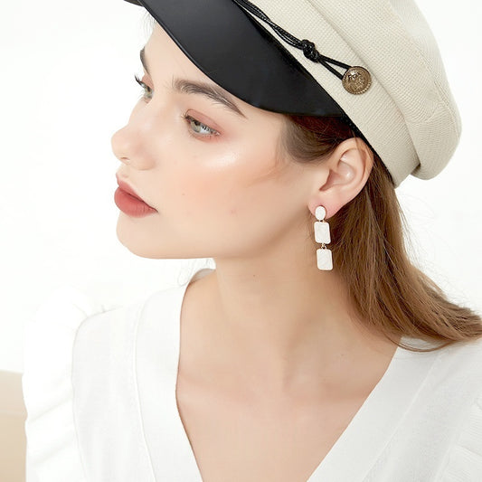 白琺瑯幾何レイヤードピアス