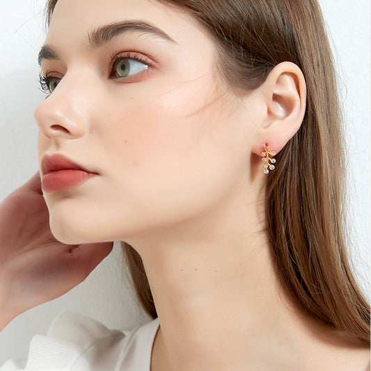 枝葉ジルコニアピアス