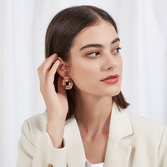 琺瑯幾何油画風耳夹