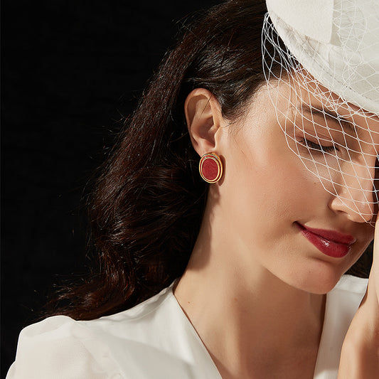 赤琺瑯オーバル耳夹