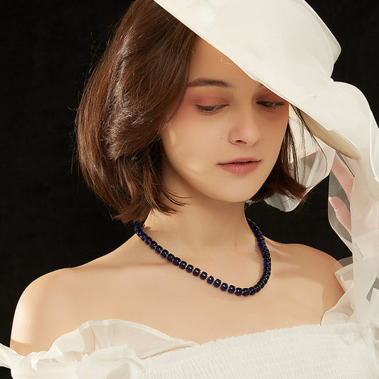 青瑠璃ビーズロングネックレス