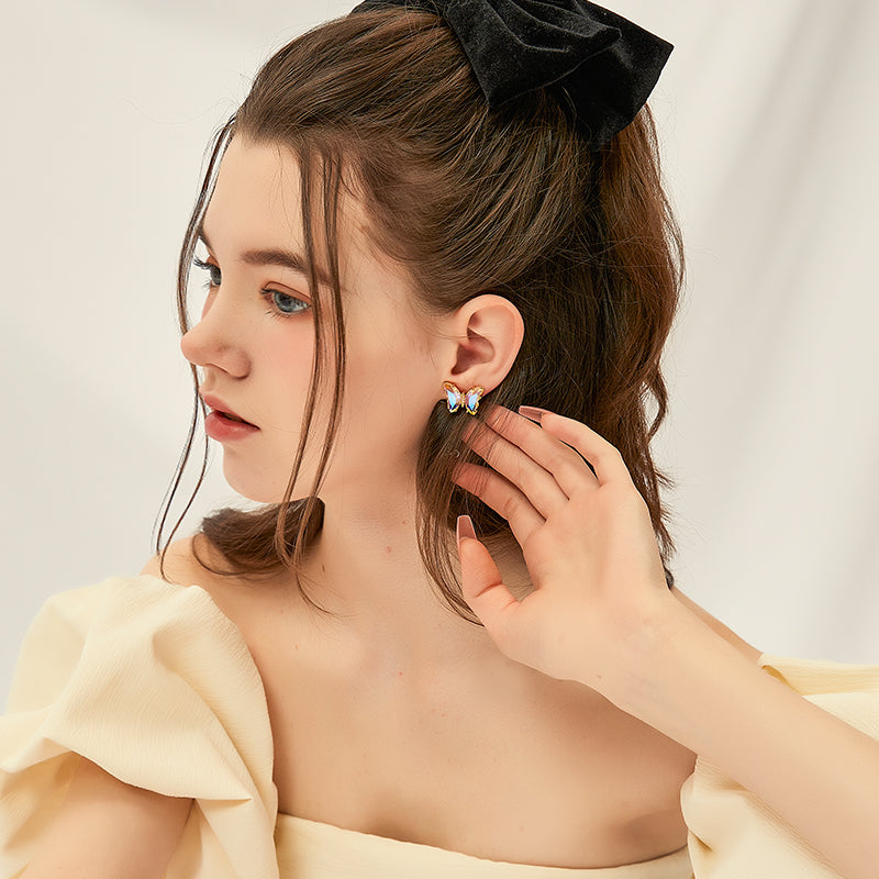 日韩風虹色蝶ピアス