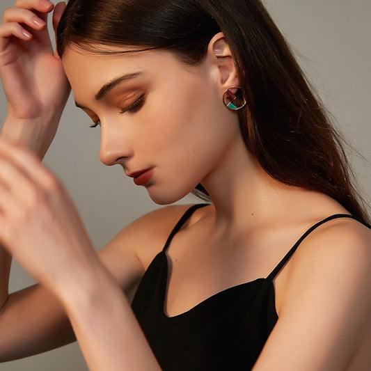 幾何彩釉镂空ピアス