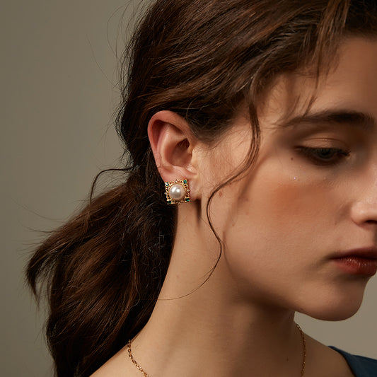 真珠ジルコニアヴィンテージピアス