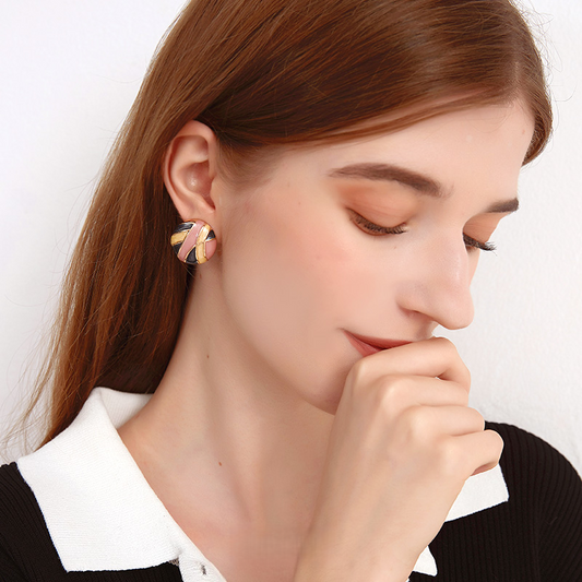 カラー幾何小香風耳夹