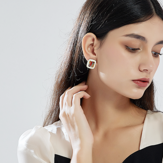 フレンチ拼色琺瑯耳夹