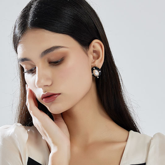 オーバル真珠港風耳夹