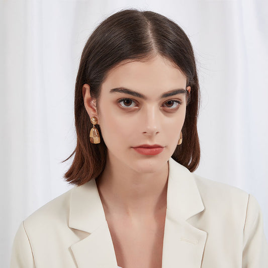 幾何彩釉韓国風イヤリング