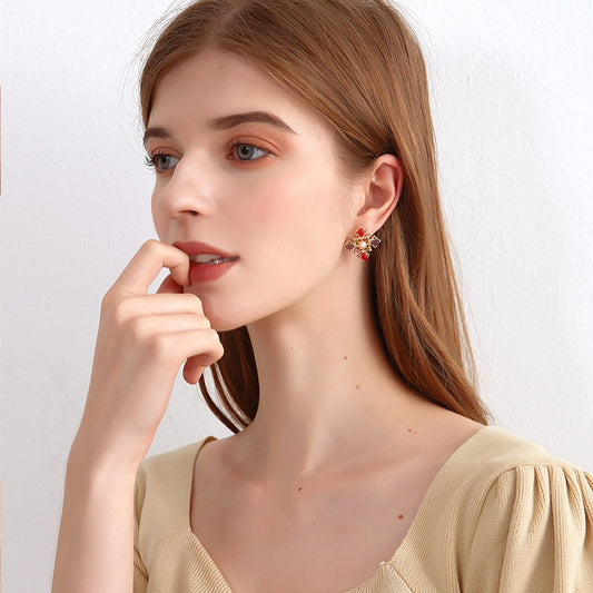 カラー水钻クロス耳夹