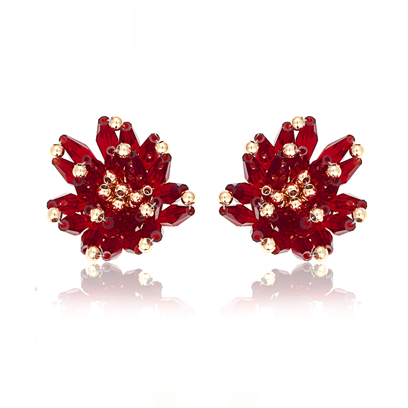 赤瑠璃花欧米風ピアス