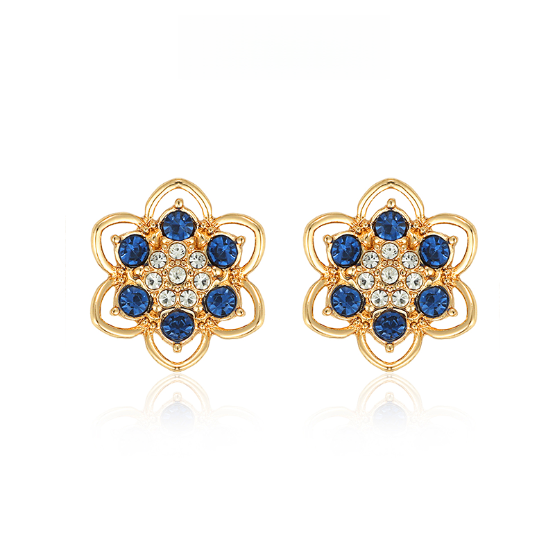 山茶花青ジルコニアピアス