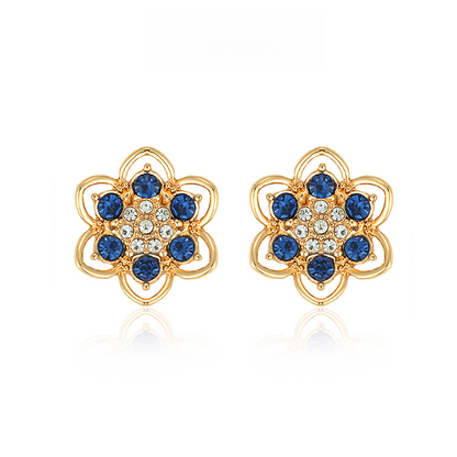 山茶花青ジルコニアピアス