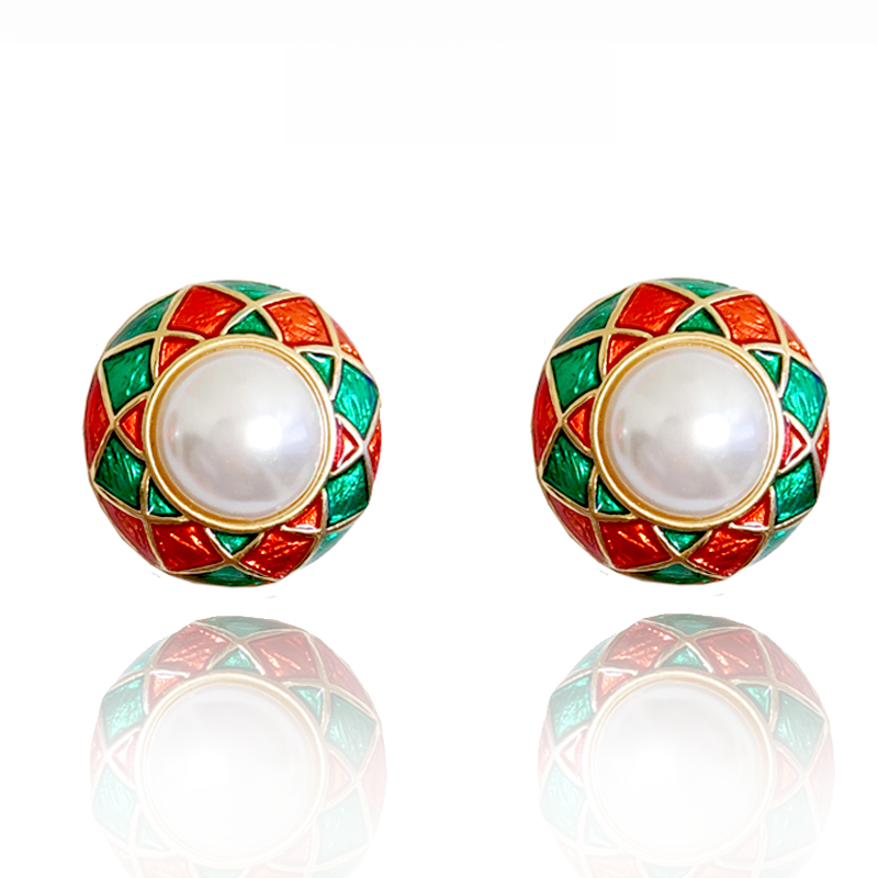 フレンチ彩釉真珠耳夹