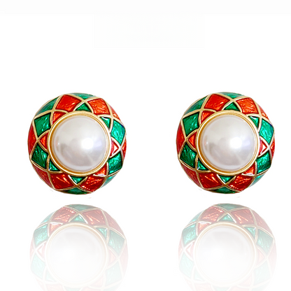 フレンチ彩釉真珠耳夹