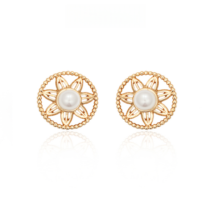 宮廷風真珠花ピアス