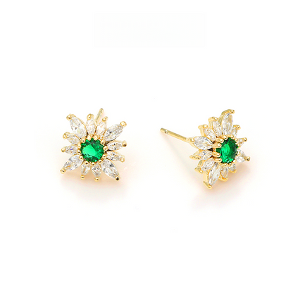 グリーンジルコニア花ピアス