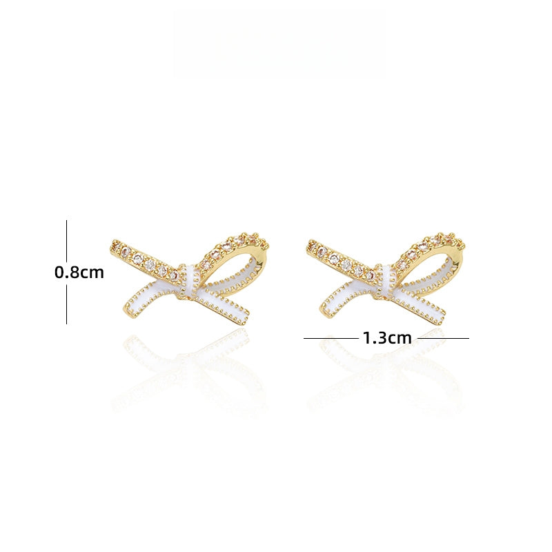 リボン皓石ピアス