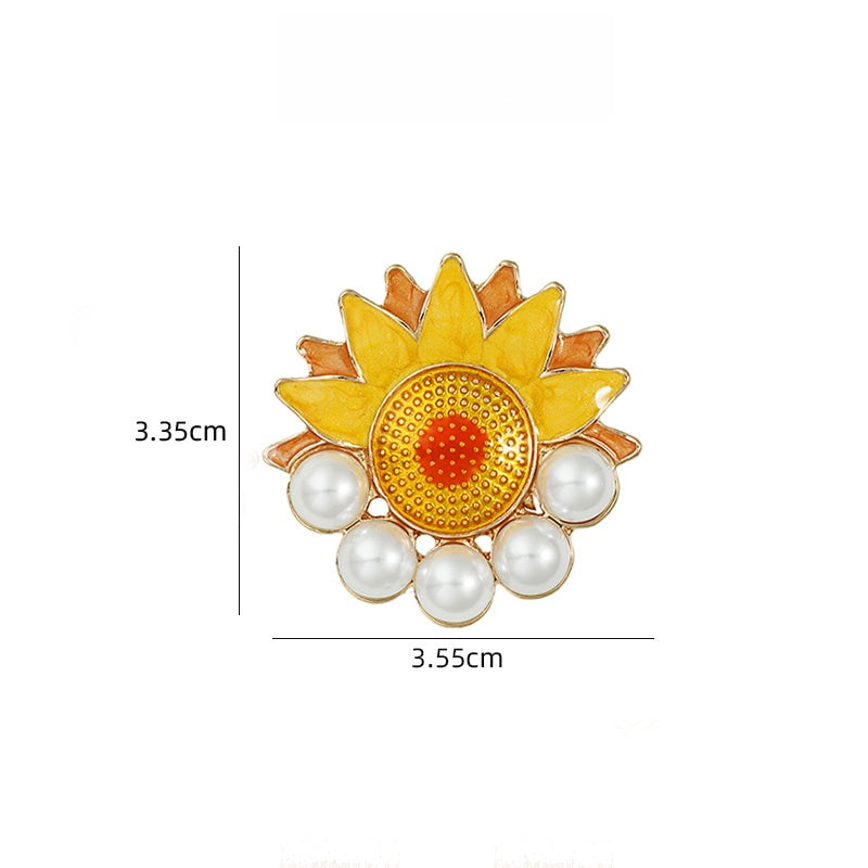 太陽の花琺瑯ブローチ