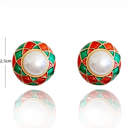 フレンチ彩釉真珠耳夹