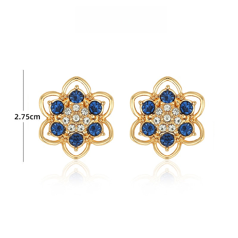 山茶花青ジルコニアピアス