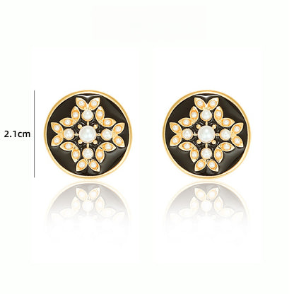 円形花琺瑯ピアス