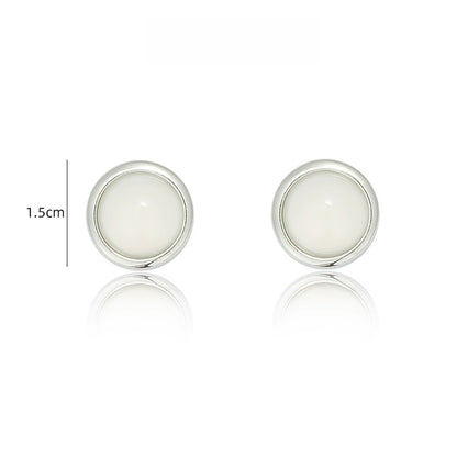 フレンチ白樹脂丸型ピアス