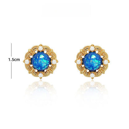 青レジン彫花フレンチピアス
