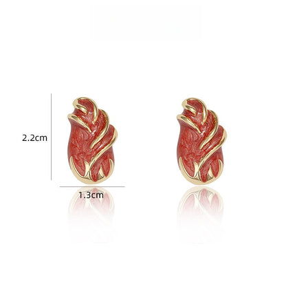 赤琺瑯立体耳夹