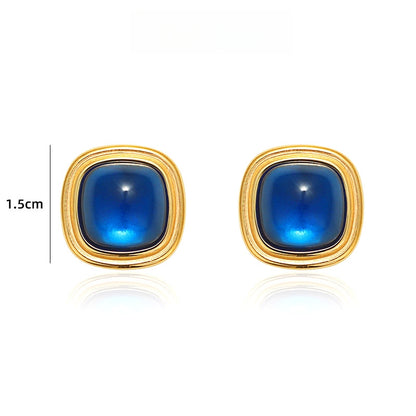 角丸四角青レジンピアス