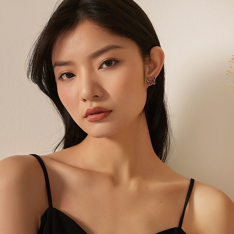 彩釉蝶羽ピアス