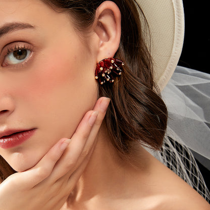 赤瑠璃花欧米風ピアス