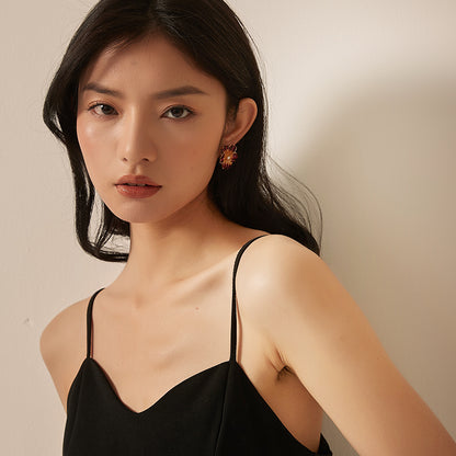 カラー彩釉花耳夹