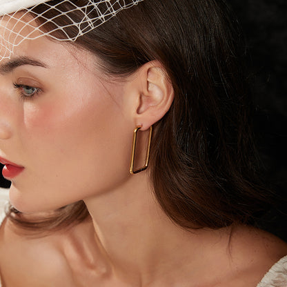 欧米風簡易四角イヤリング