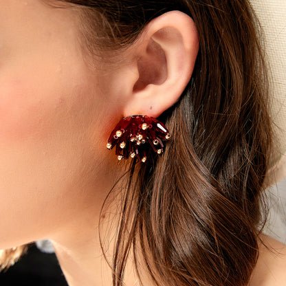 赤瑠璃花欧米風ピアス