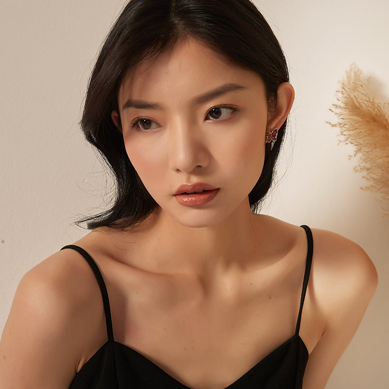 彩釉蝶羽ピアス