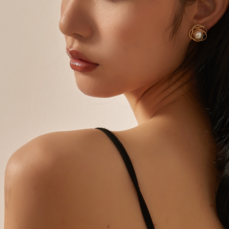 フレンチ真珠ワイヤーイヤリング