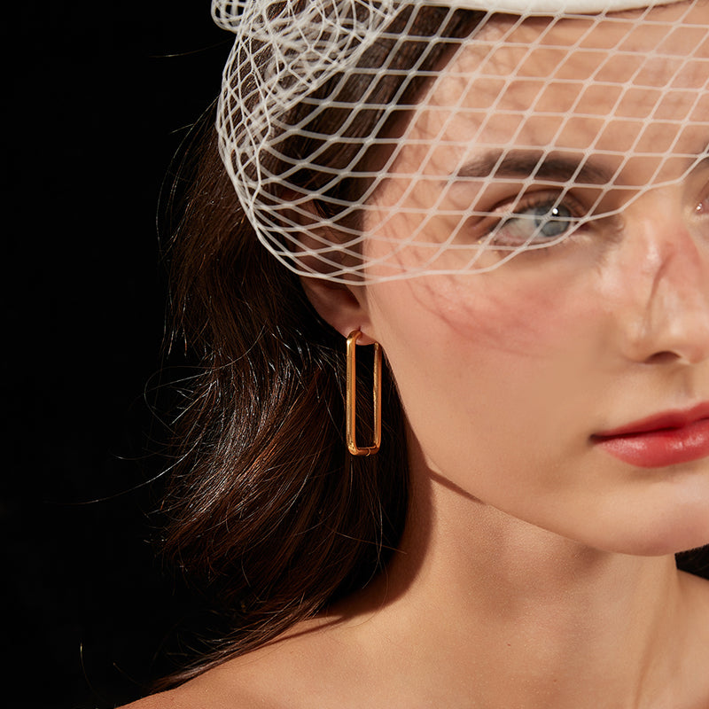 欧米風簡易四角イヤリング