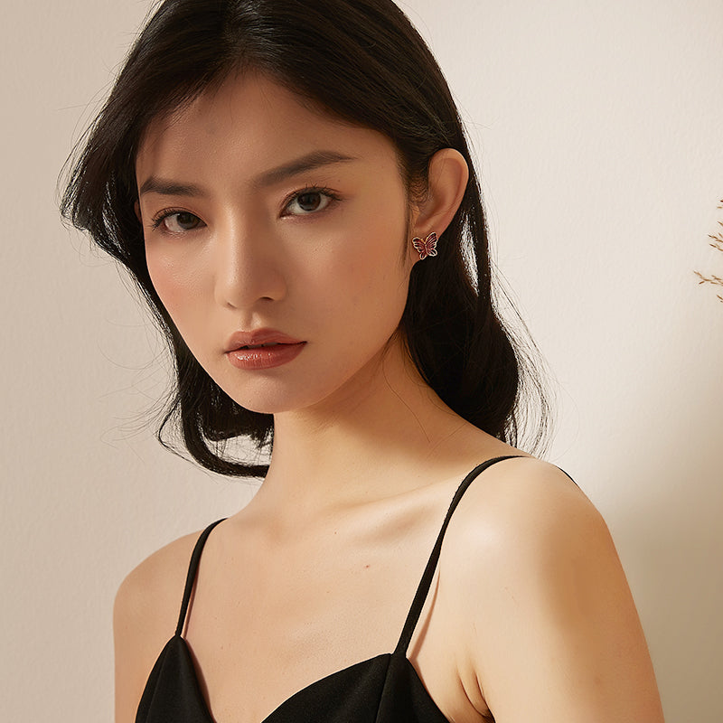 彩釉蝶羽ピアス