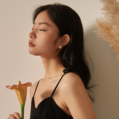 フレンチ真珠ワイヤーイヤリング