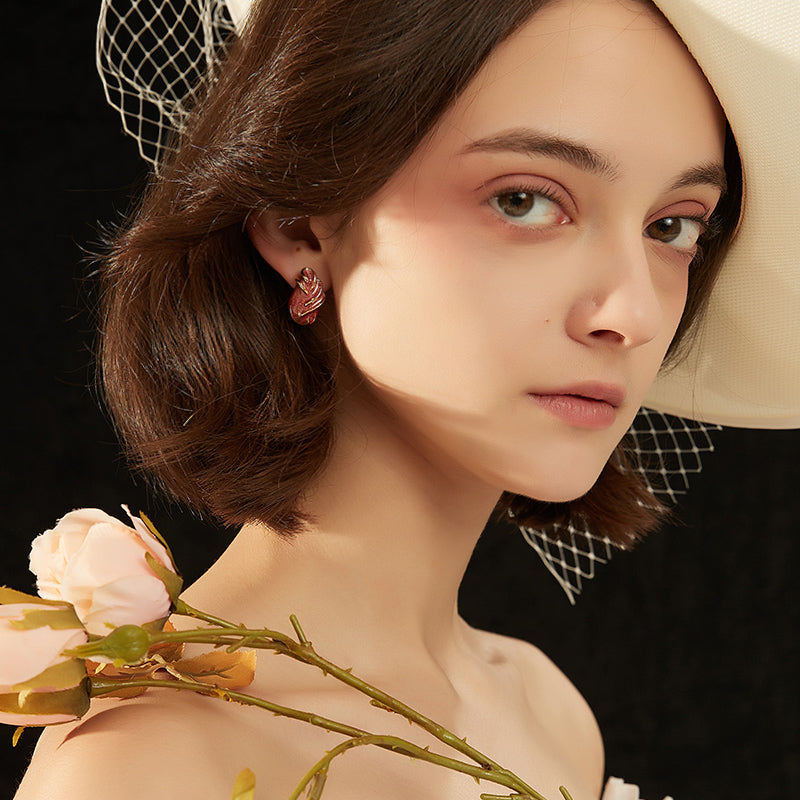 赤琺瑯立体耳夹