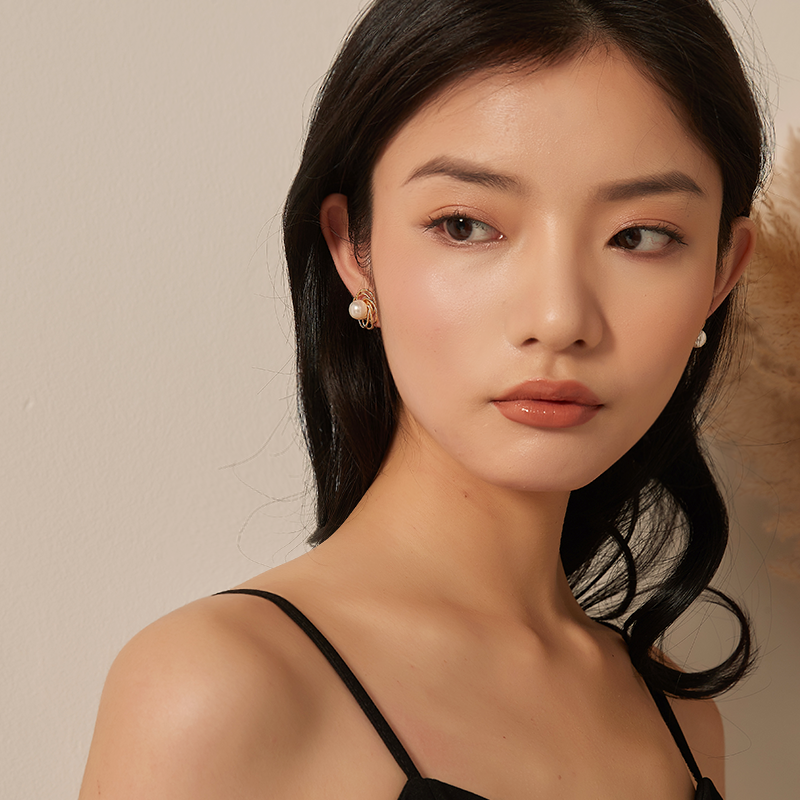 フレンチ真珠ワイヤーイヤリング