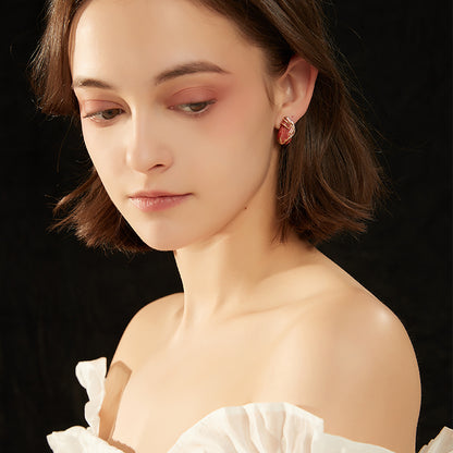 赤琺瑯立体耳夹